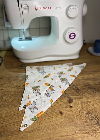 tavşan desen müslin kumaş bebek yakalık - Görsel 3