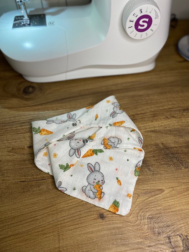tavşan desen müslin kumaş bebek yakalık - Görsel 2