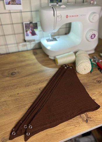 acı kahve müslin kumaş bebek yakalık - Görsel 4