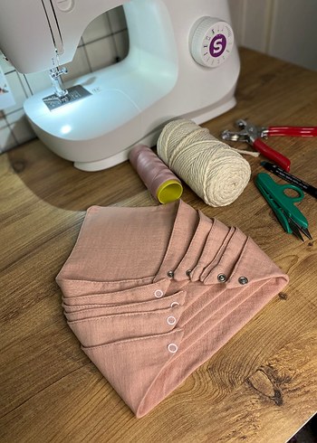 pembe renk müslin kumaş bebek yakalık - Görsel 2