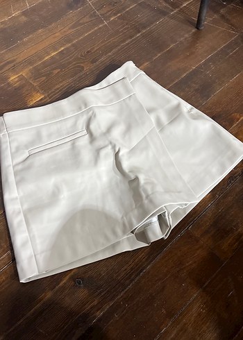 Taş rengi Deri Mini Şort - Görsel 2