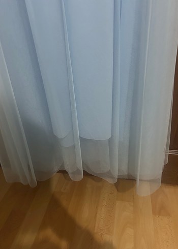 48 Beden mavi Renk Uzun Mavi Drapeli Straplez Kadın Elbise