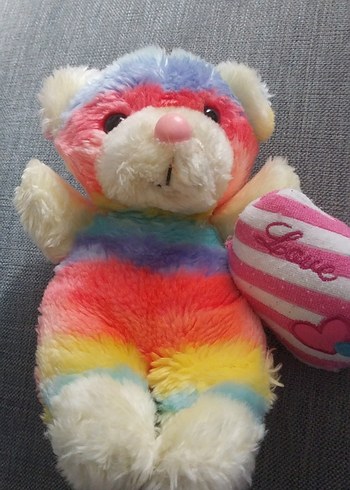 Pastel Renkli Peluş Ayıcık ve Kalp - Görsel 2