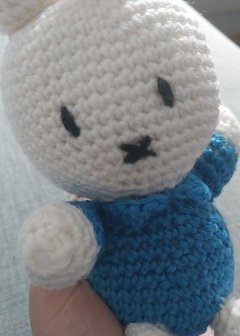 Mavi Örgü Tavşan Peluş Oyuncak - Görsel 3