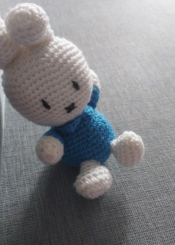 Mavi Örgü Tavşan Peluş Oyuncak - Görsel 2