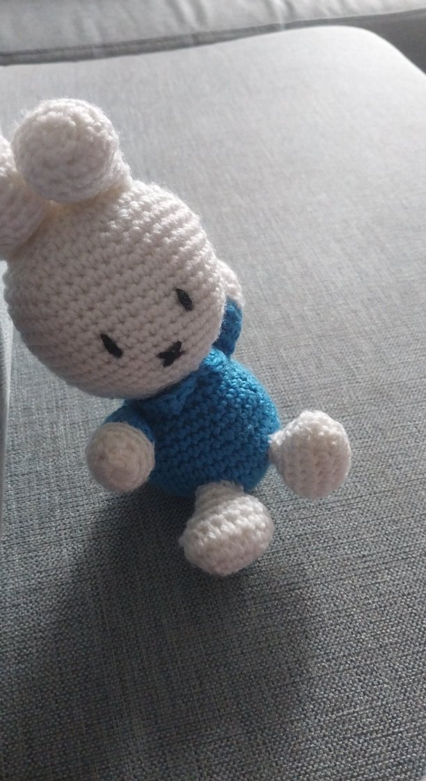 Mavi Örgü Tavşan Peluş Oyuncak - Görsel 2