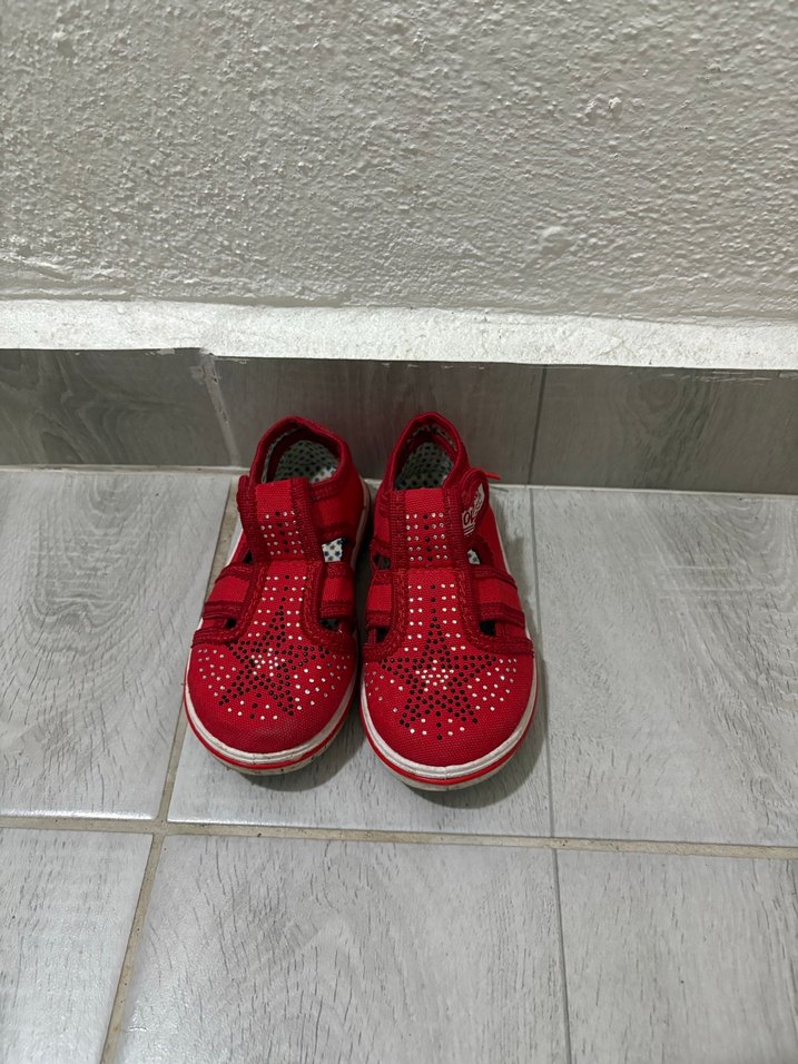 Kız Çocuk Kırmızı Nakışlı Cırt Cırtlı Spor Ayakkabı - Görsel 2