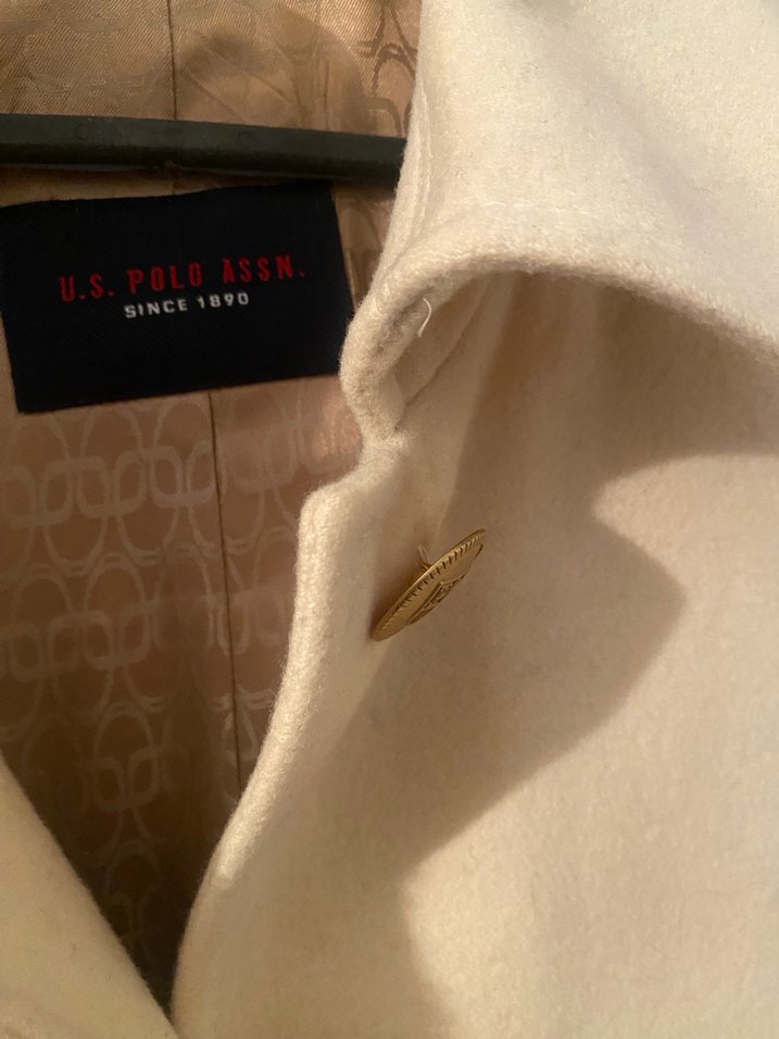 Düğmeli Beyaz Midi Kadın  kaşe Kaban - Görsel 2