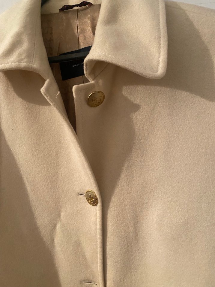 Düğmeli Beyaz Midi Kadın  kaşe Kaban - Görsel 4