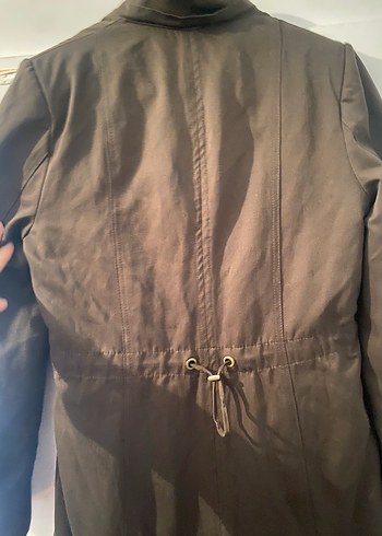 Düğmeli Kahverengi Nakışlı Uzun Kadın Ceket - Görsel 4