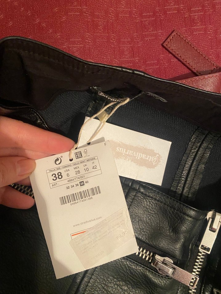 Siyah Deri Mini Etek Fermuarlı - Görsel 3