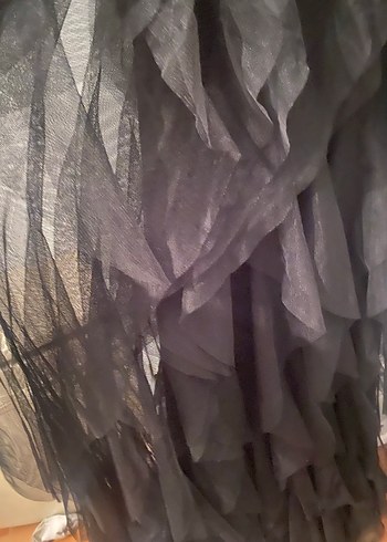 Siyah Nakışlı Straplez Gotik Midi Elbise - Görsel 5