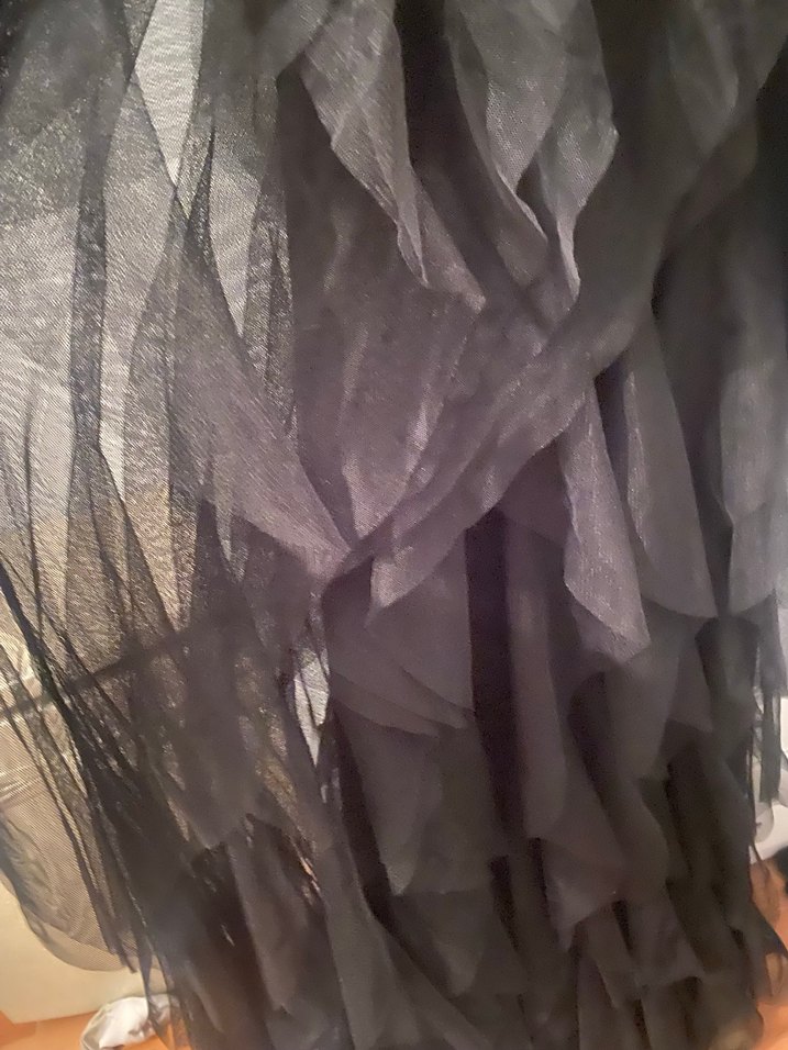 Siyah Nakışlı Straplez Gotik Midi Elbise - Görsel 5