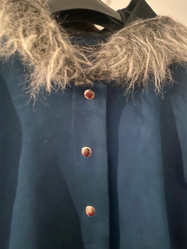 Kadın Mavi Midi Kürklü  süet Ceket - Görsel 2