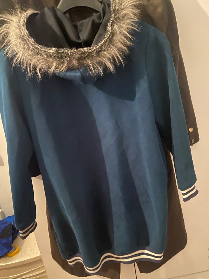 Kadın Mavi Midi Kürklü  süet Ceket - Görsel 3