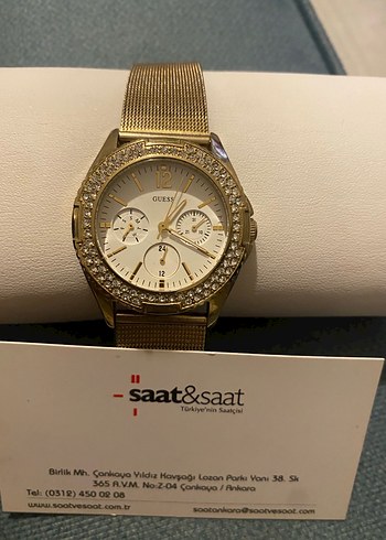 Guess marka ,Altın Renkli Kemerli Kadın Saati - Görsel 3
