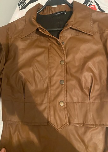 Kadın Kahverengi Deri Uzun Kollu elbise - Görsel 5