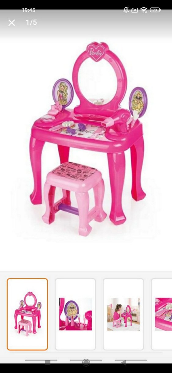 Barbie Pembe Çocuk Makyaj Masası - Görsel 2