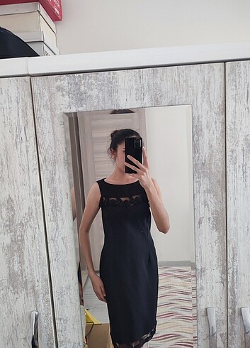 Zara Siyah midi elbise