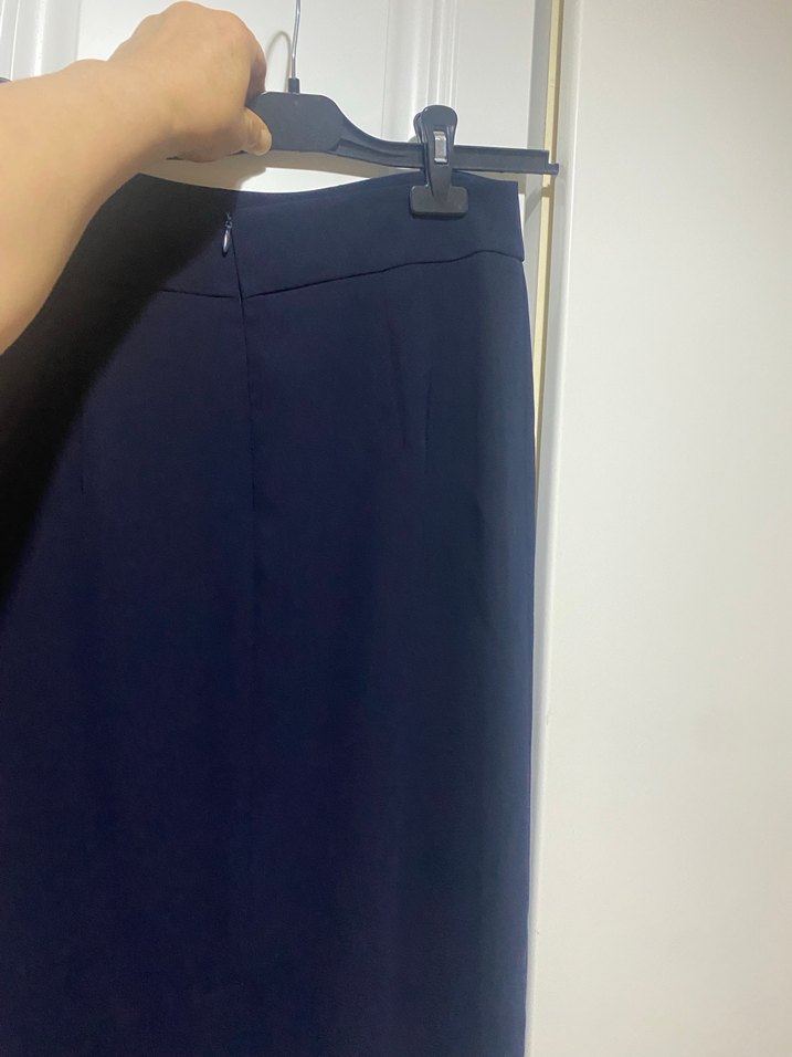 Lacivert Midi boy yırtmaclı etek tmız - Görsel 3