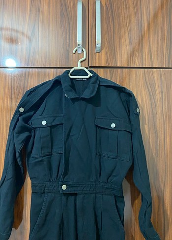 Kadın Siyah Kemerli Uzun Tulum - Görsel 4