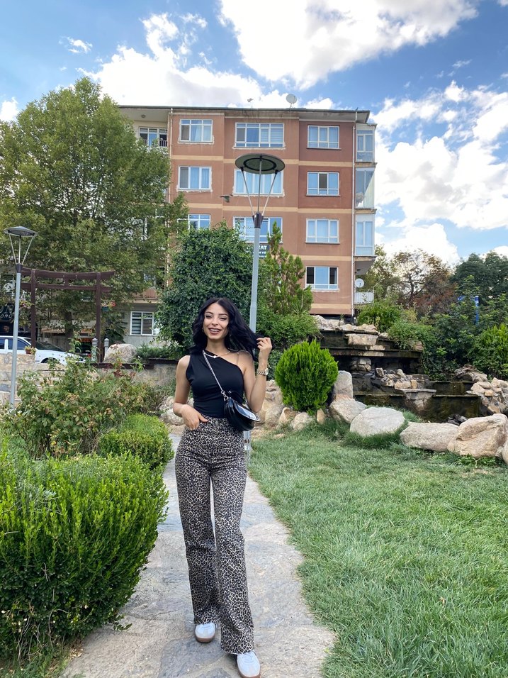 Leopar Desenli Kahverengi Kadın İspanyol Paça Pantolon - Görsel 2