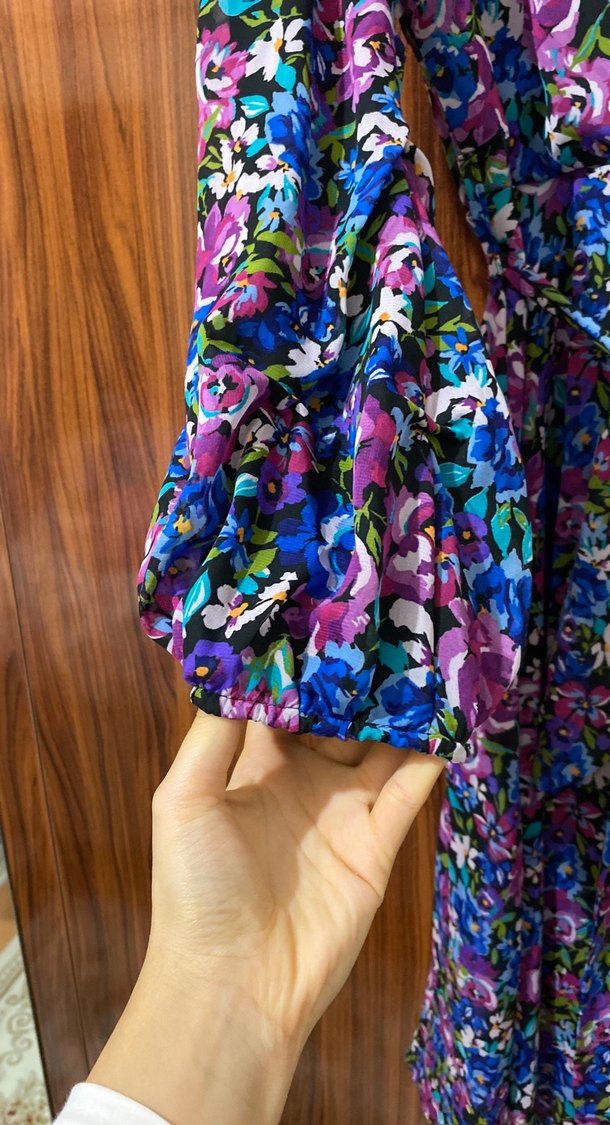 Çiçek Desenli Uzun Bohem Elbise - Görsel 3