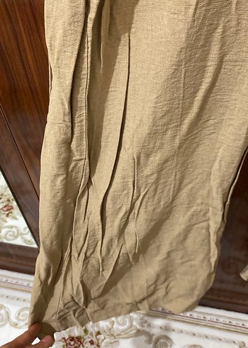 Bej Kemerli Uzun Keten Tulum - Görsel 4