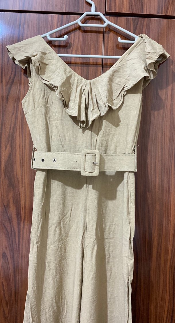 Bej Kemerli Uzun Keten Tulum - Görsel 3