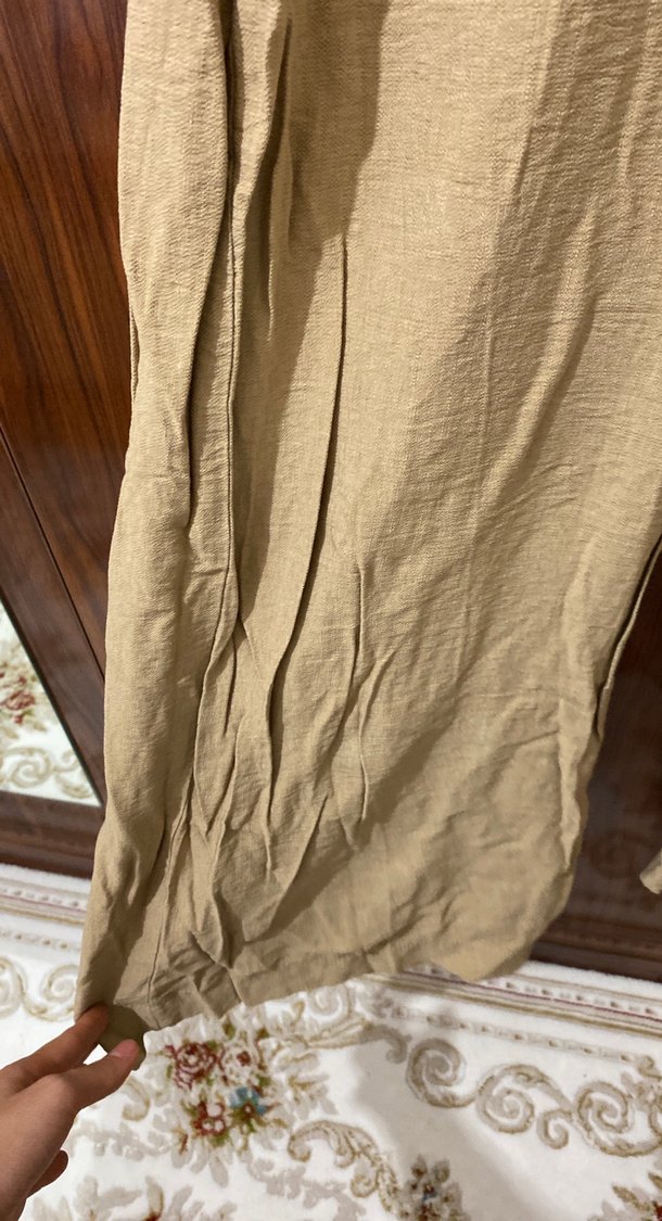 Bej Kemerli Uzun Keten Tulum - Görsel 4