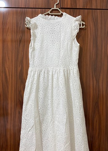 Dantel Detaylı Beyaz Bohem Uzun Elbise - Görsel 4