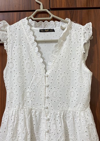 Dantel Detaylı Beyaz Bohem Uzun Elbise - Görsel 2