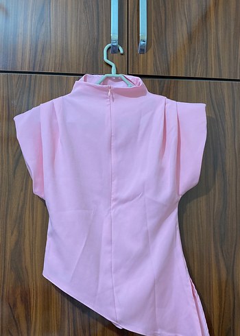 Pudra Renk Drapeli V Yakalı Kadın Bluz - Görsel 6