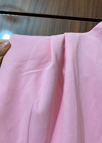 Pudra Renk Drapeli V Yakalı Kadın Bluz - Görsel 3