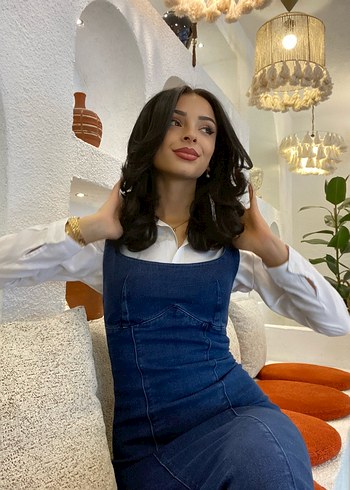 Straplez Denim Elbise - Görsel 2