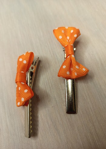 Turuncu Puantiyeli Fiyonk Mandallı Pens Toka Seti - Görsel 2