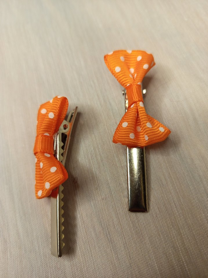 Turuncu Puantiyeli Fiyonk Mandallı Pens Toka Seti - Görsel 2