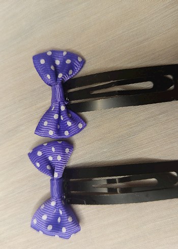 Mor, eflatun, turkuaz,açık mavi Puantiyeli Fiyonk Saç Tokası - Görsel 3