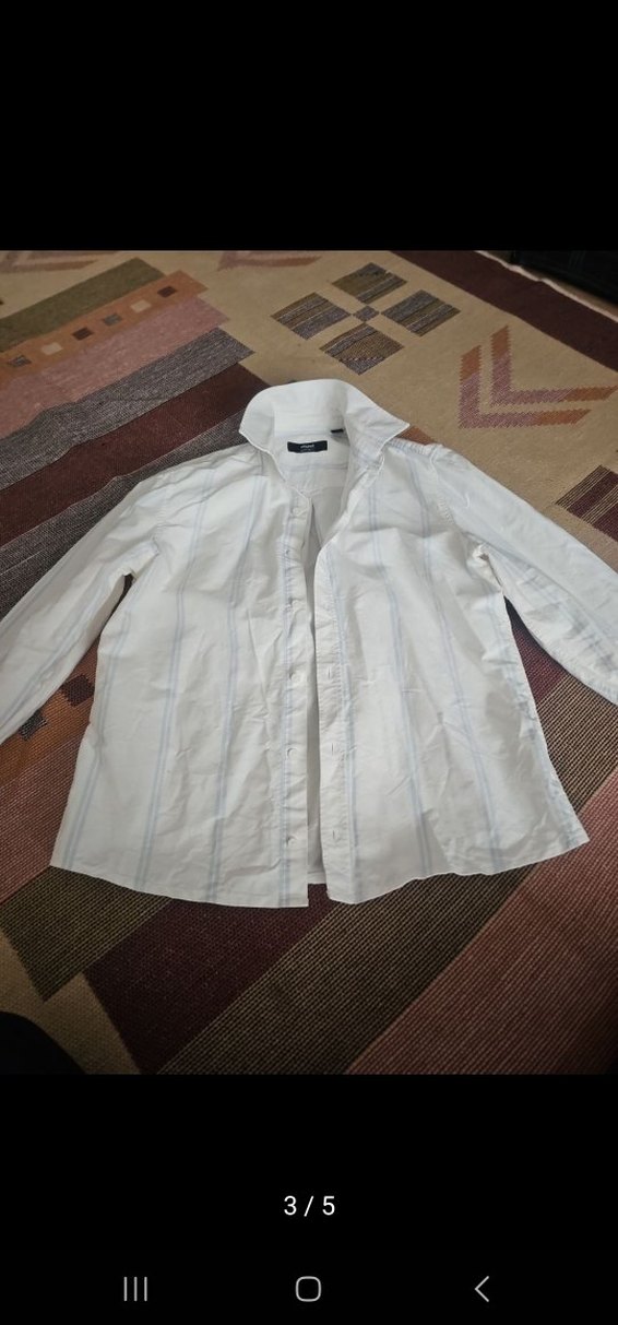 Erkek Beyaz Keten Kısa Kollu Gömlek - Görsel 3