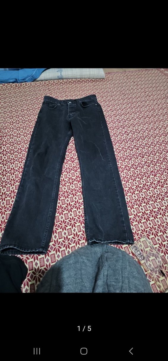 Gri Bol Kesim erkek Denim Pantolon - Görsel 4