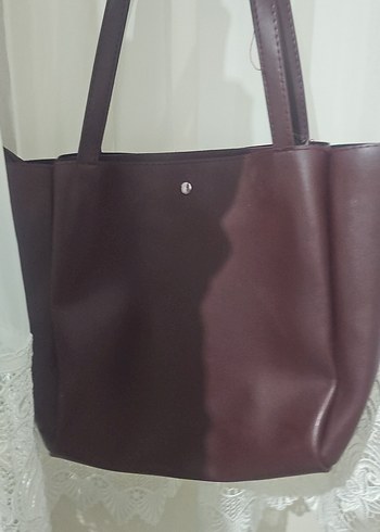 Burgundy Deri Fermuarlı Kadın Çanta - Görsel 2