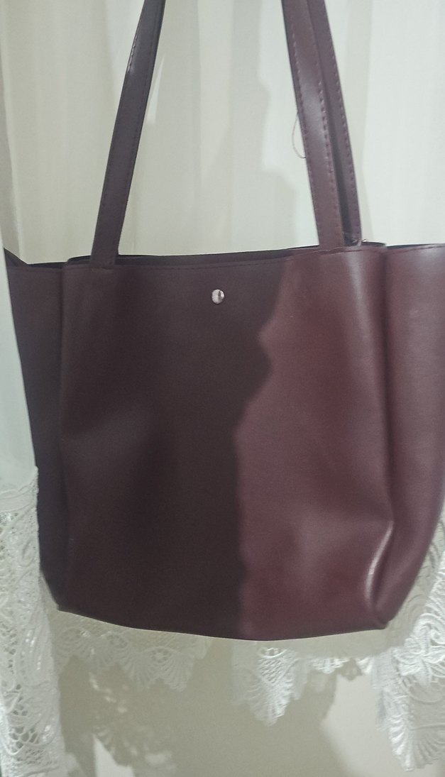 Burgundy Deri Fermuarlı Kadın Çanta - Görsel 2