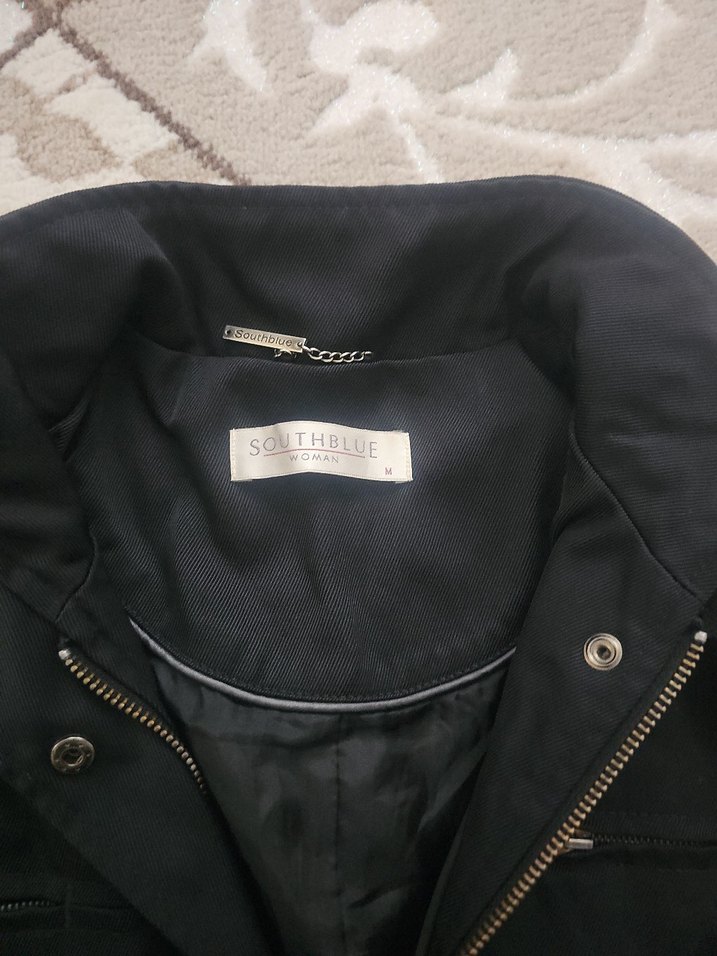 Siyah Kemerli Kadın Midi Ceket - Görsel 4