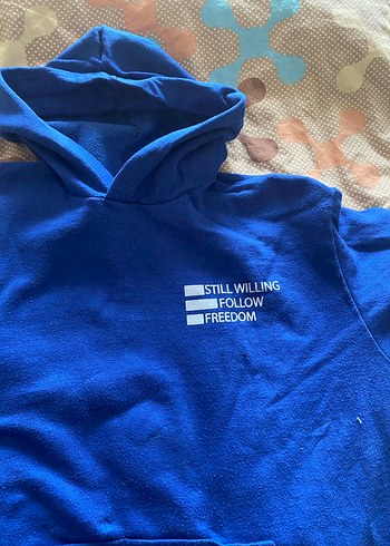 Kapüşonlu Mavi Kadın Sweatshirt - Görsel 2