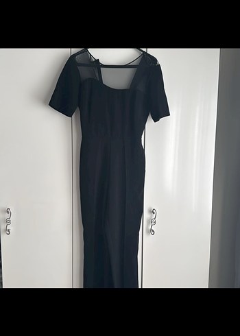 Adil Işık xs Kadın Siyah Uzun Tulum, Tek Renk, Kayık Yaka - Görsel 5