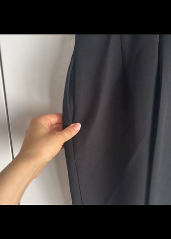 Adil Işık xs Kadın Siyah Uzun Tulum, Tek Renk, Kayık Yaka - Görsel 2