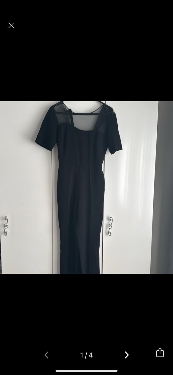 Adil Işık xs Kadın Siyah Uzun Tulum, Tek Renk, Kayık Yaka - Görsel 5