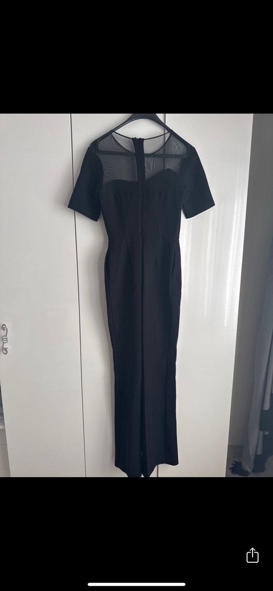 Adil Işık xs Kadın Siyah Uzun Tulum, Tek Renk, Kayık Yaka - Görsel 3