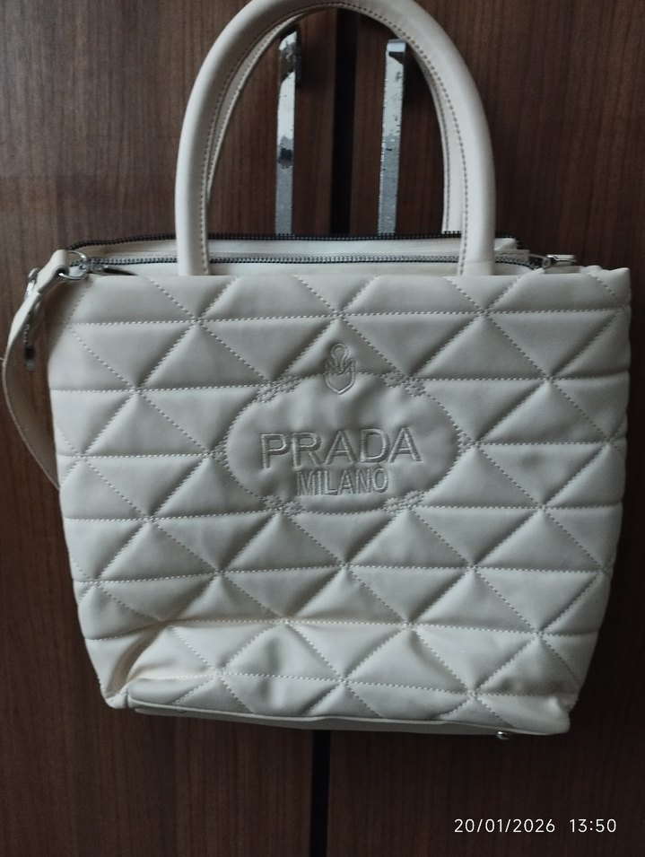 Bej Kadın Fermuarlı Suni Kumaş Çanta - Görsel 2