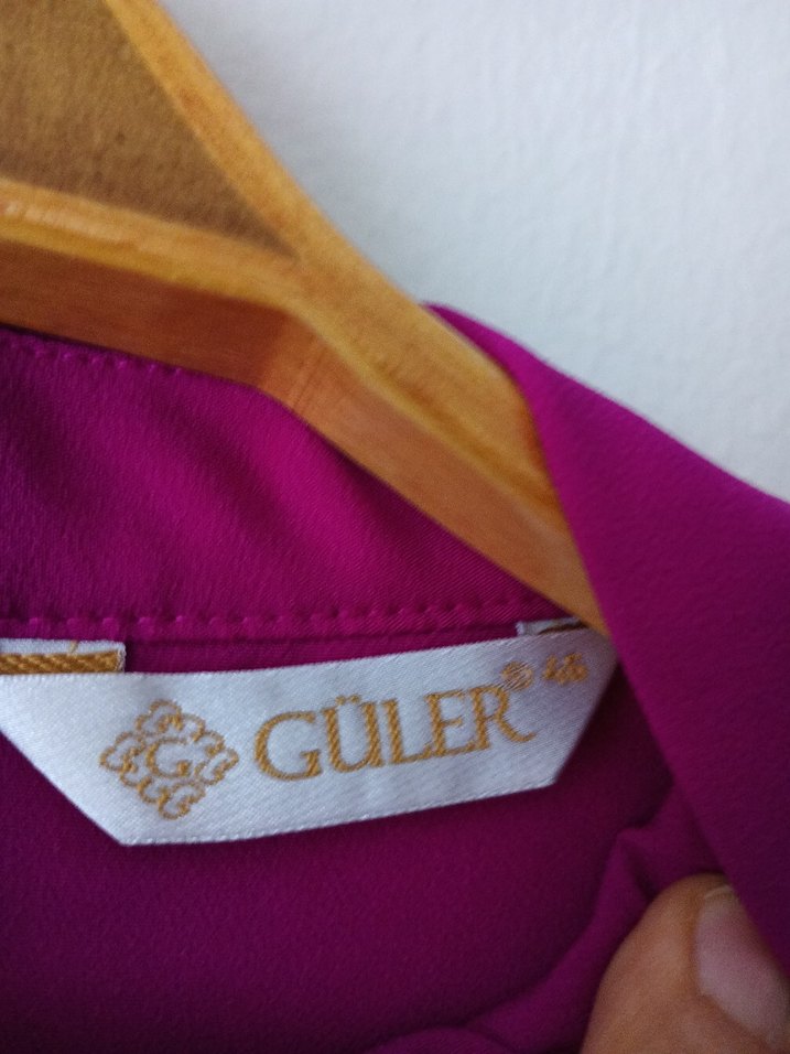 Mor Renkli Uzun Kollu Fırfırlı Kadın Gömlek - Görsel 2